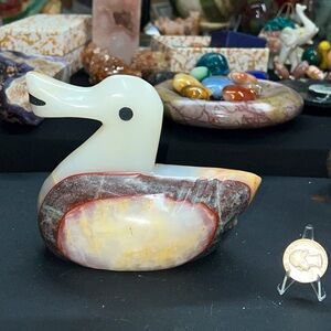 Large Onyx and Green Zebra Jasper Duck